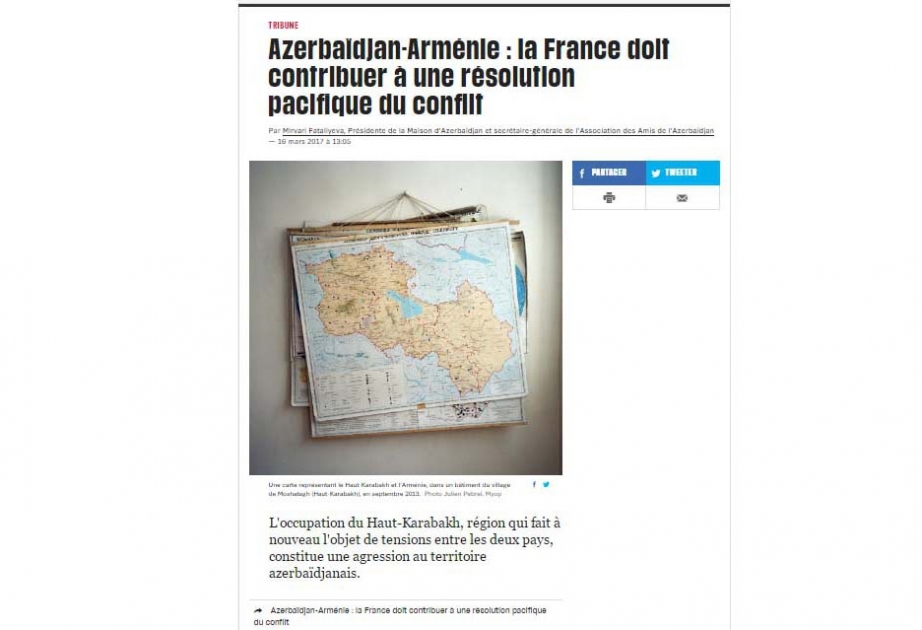 Fransanın "Libération" qəzeti Azərbaycan torpaqlarının işğalından yazıb