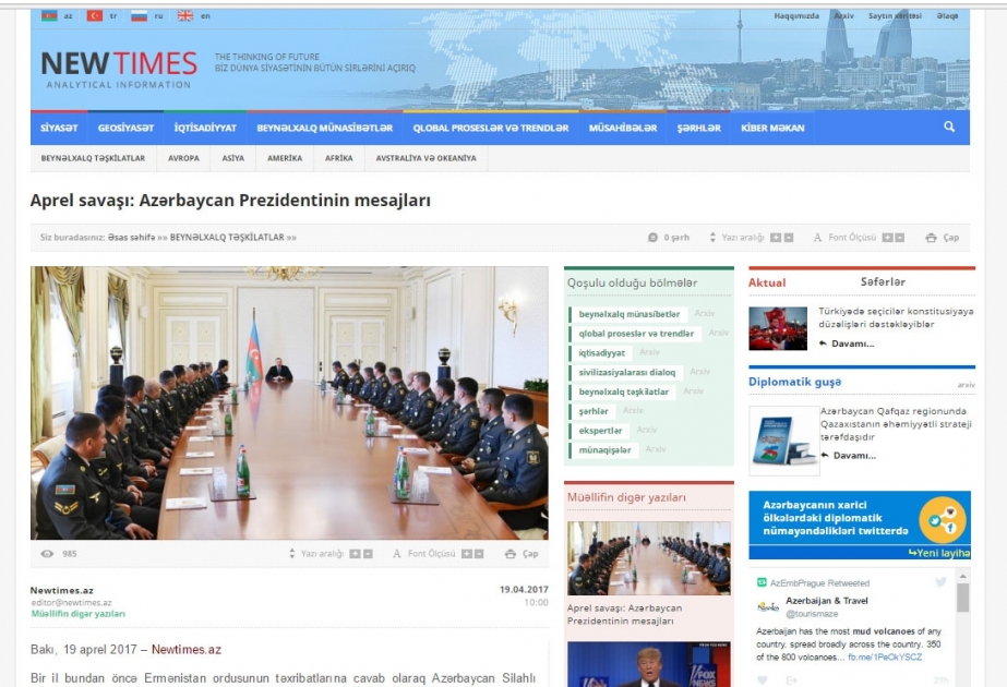 Aprel savaşı: Azərbaycan Prezidentinin mesajları