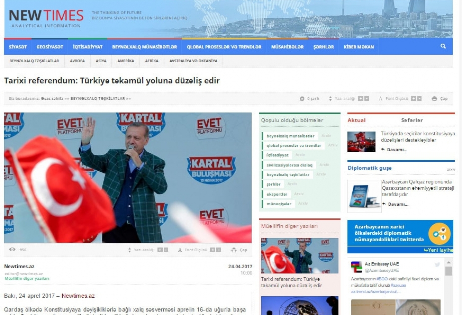 Tarixi referendum: Türkiyə təkamül yoluna düzəliş edir