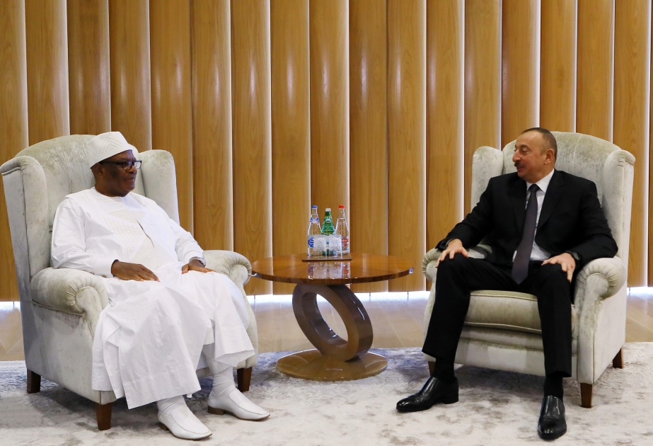 Präsident Ilham Aliyev trifft sich mit seinem malischen Amtskollegen Ibrahim Boubacar Keïta VIDEO