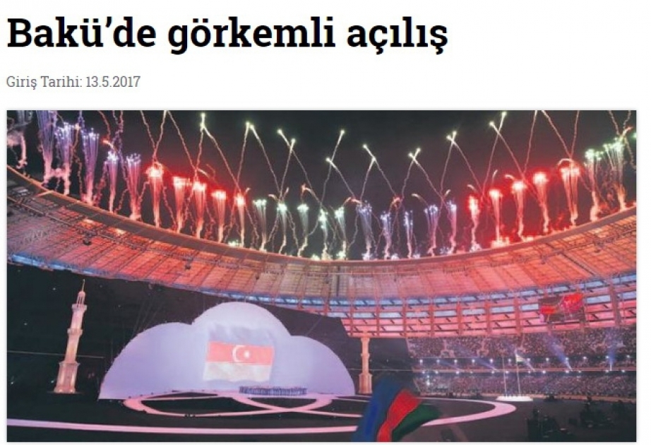 Türkiyə KİV-ləri: “Bakı-2017”nin peşəkarlıqla təşkili Azərbaycanın növbəti uğurudur