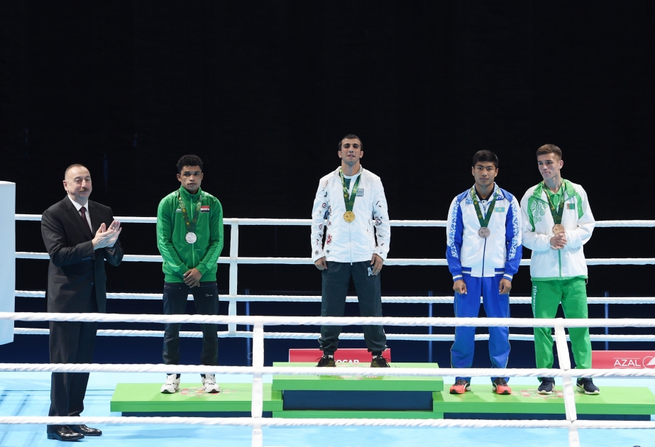 Azerbaijani boxers won three golds, three silvers and one bronze at Islamic Solidarity Games  President Ilham Aliyev watched final bouts VIDEO