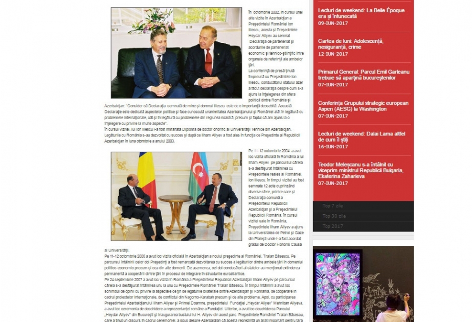 “Amosnews” agentliyi AZƏRTAC-ın xüsusi müxbirinin Azərbaycan- Rumıniya əlaqələrinə dair məqaləsini yayıb