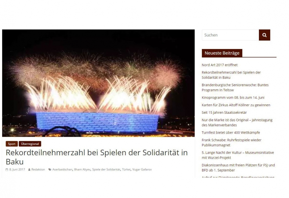 Teltower Stadtblatt newspaper: 4th Islamic Solidarity Games saw record number of participants