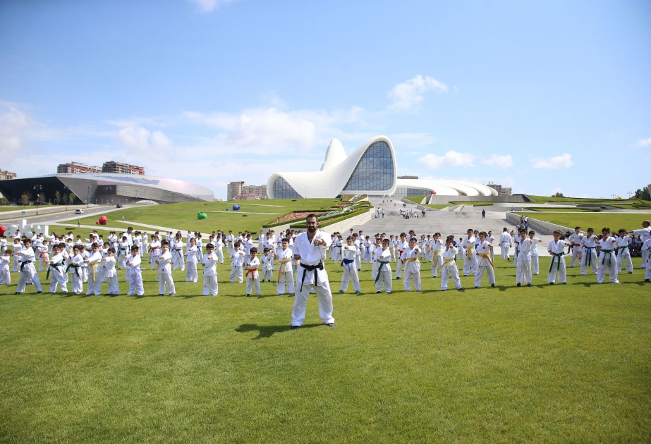 Heydər Əliyev Mərkəzinin parkında karate dərsi keçirilib