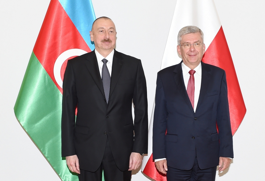 Staatspräsident Ilham Aliyev trifft sich mit Marschall des polnischen Senats