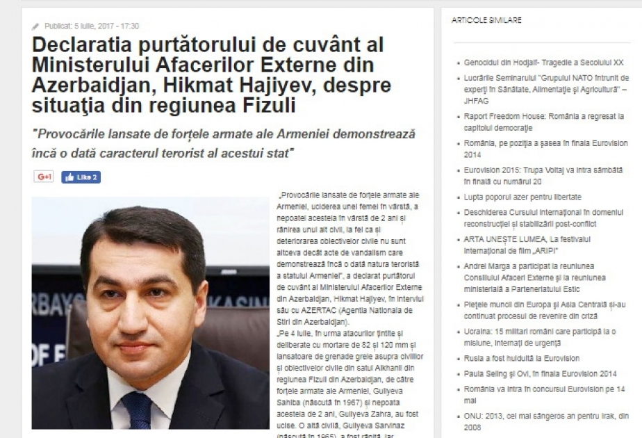 Rumıniya, Bolqarıstan və Xorvatiya KİV-ləri ermənilərin Alxanlıda törətdikləri cinayətdən yazır