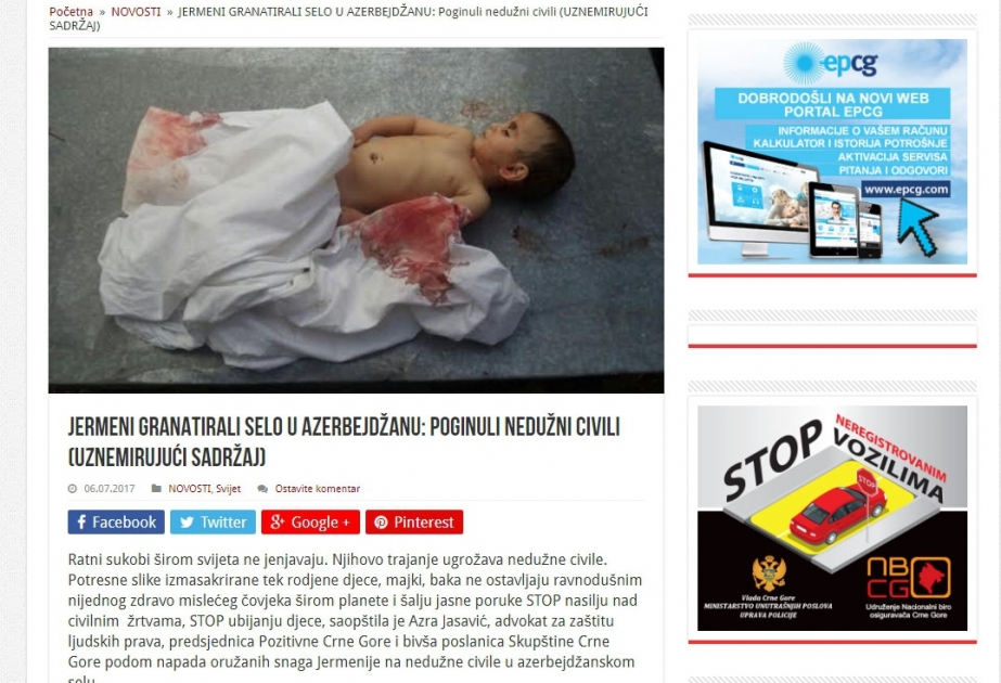 Monteneqronun Baş nazirinin sabiq müavini: Ermənistan hərbçilərinin dinc azərbaycanlıları öldürməsi vandalizm aktıdır