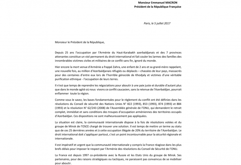 Un groupe de députés français a adressé un message au président Emmanuel Macron