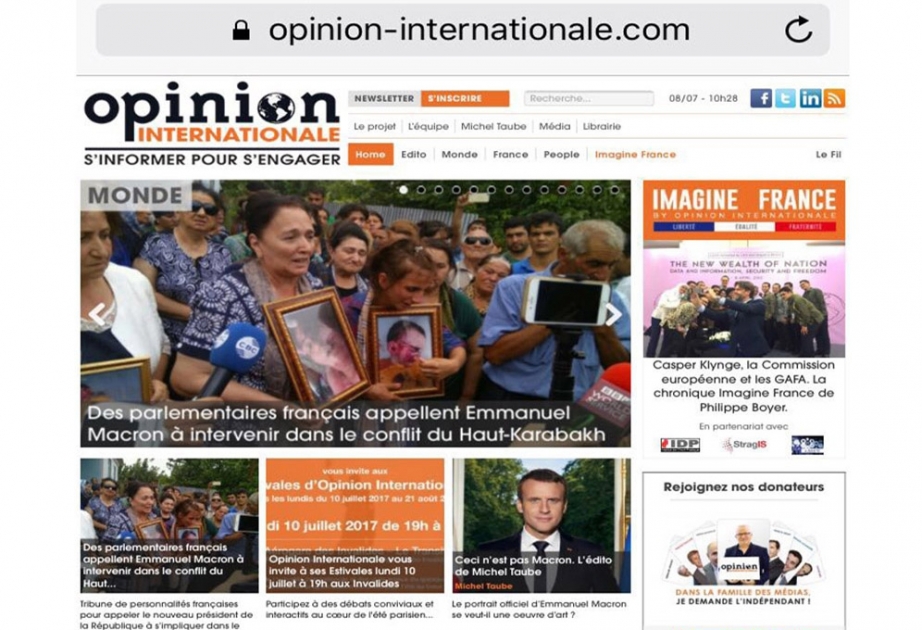 Parlamentarilərin Dağlıq Qarabağ münaqişəsi ilə bağlı Emmanuel Makrona çağırışı Fransa portalında yer alıb