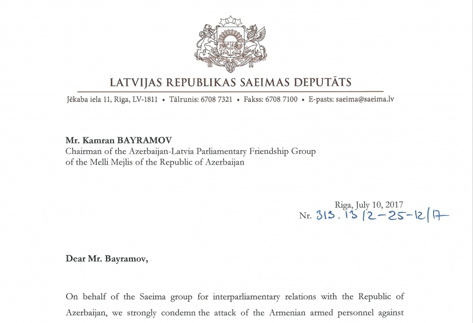 Latvian MPs condemn Armenian military`s killing Azerbaijani civilians