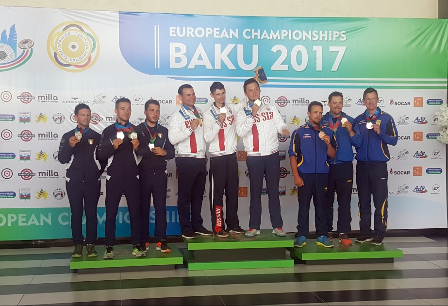 Kişilər arasında dairəvi stend atıcılığının komanda yarışında Rusiya təmsilçiləri qızıl medal qazanıb