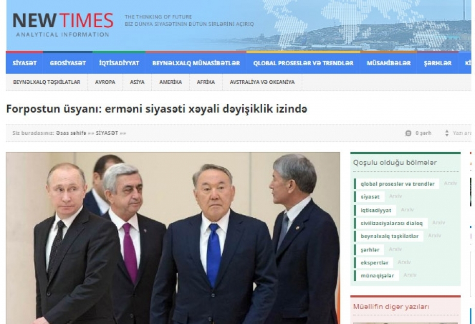 Forpostun üsyanı: erməni siyasəti xəyali dəyişiklik izində