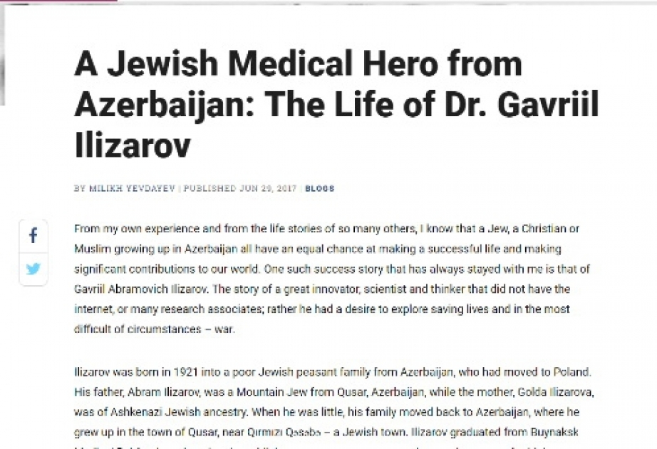 ABŞ-ın “Jewish Journal” qəzetində Azərbaycandakı tolerant və multikultural mühit barədə məqalə dərc olunub