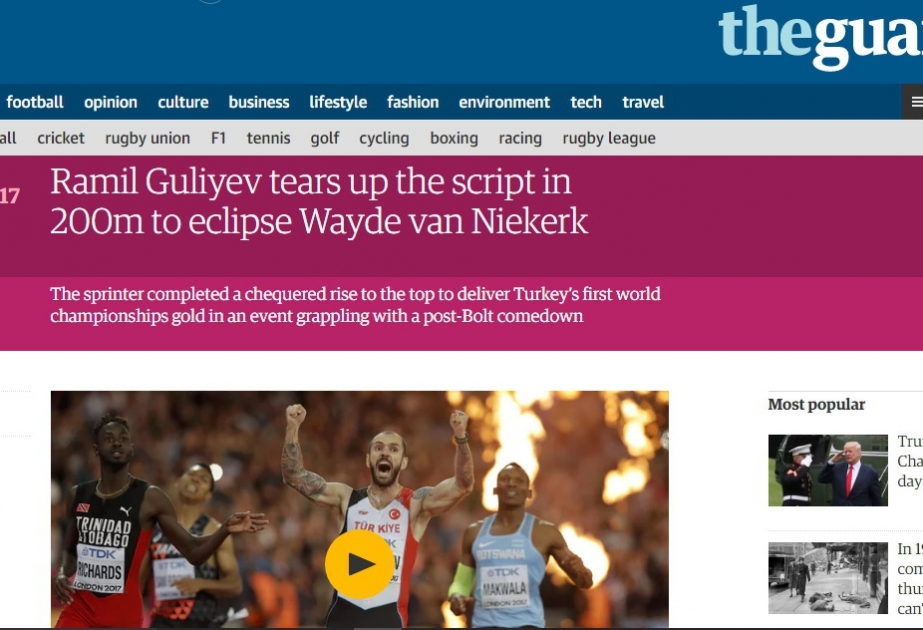 The Guardian hails victory of Azerbaijan’s athlete Ramil Guliyev