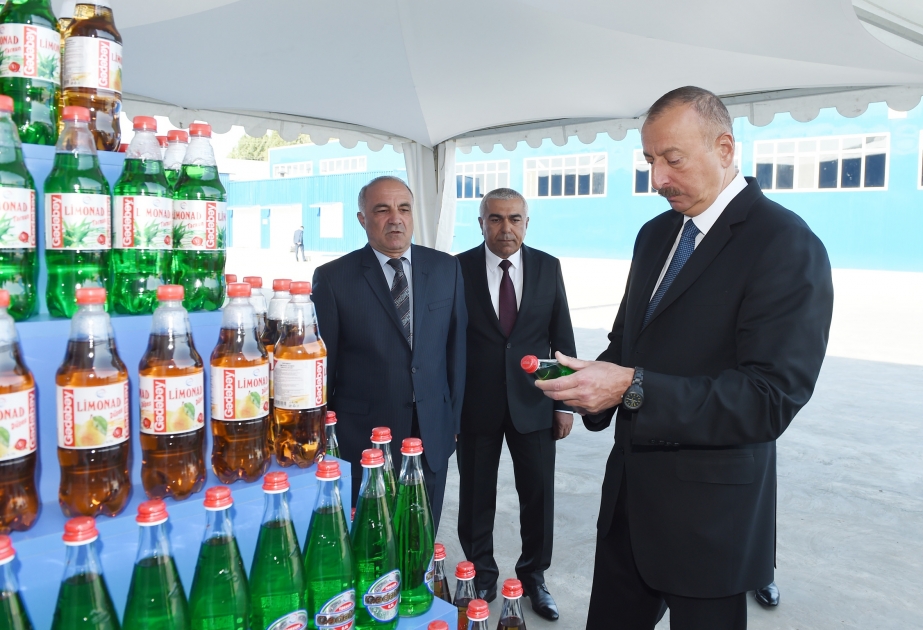 President Ilham Aliyev attended opening of lemonade plant in Gadabay VIDEO