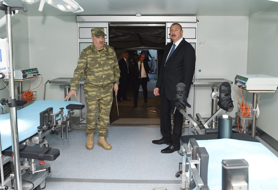 Chamkir: Le commandant suprême Ilham Aliyev visite le Mobile Army Surgical Hospital VIDEO