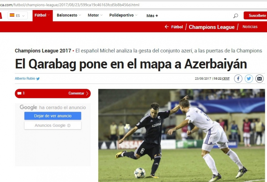 “Qarabağ” klubunun UEFA Çempionlar Liqasının qrup mərhələsinə yüksəlməsi dünya idman mətbuatının diqqət mərkəzindədir