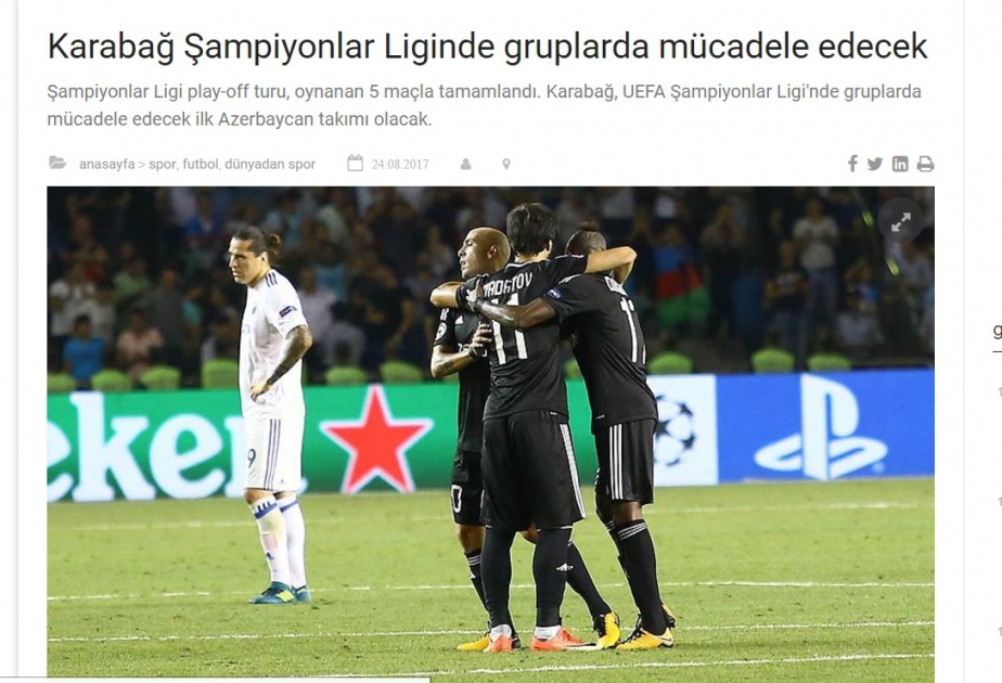 Türkiyə KİV-ləri: “Qarabağ” tarix yazdı