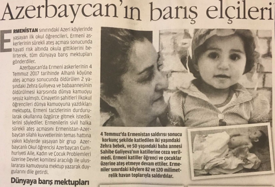 “Milat” qəzetində Ermənistan hərbçilərinin dinc azərbaycanlıları qətlə yetirməsini pisləyən məqalə dərc edilib