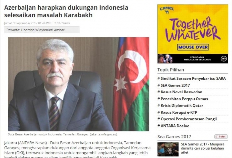 Indonesian public informed about realities of Nagorno-Karabakh conflict
