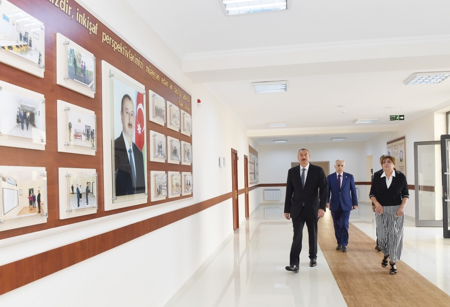 伊利哈姆·阿利耶夫总统视察重建后的萨巴伊尔区第239中学