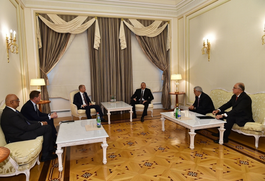 Staatpräsident Ilham Aliyev empfängt eine Delegation um Exekutiv-Vizepräsidenten von Statoil VIDEO