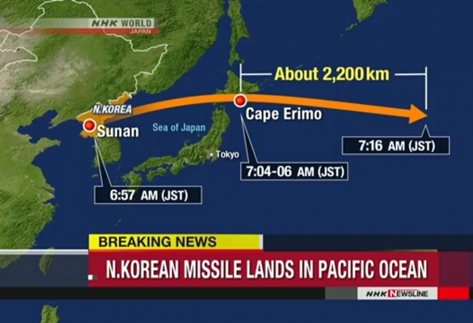 KXDR tərəfindən buraxılan raket Yaponiya üzərindən uçaraq Sakit okeana düşüb