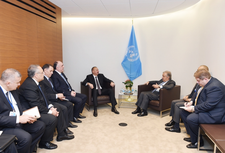 Президент Азербайджана Ильхам Алиев встретился в Нью-Йорке с генеральным секретарем ООН Антонио Гутеррешем ОБНОВЛЕНО ВИДЕО