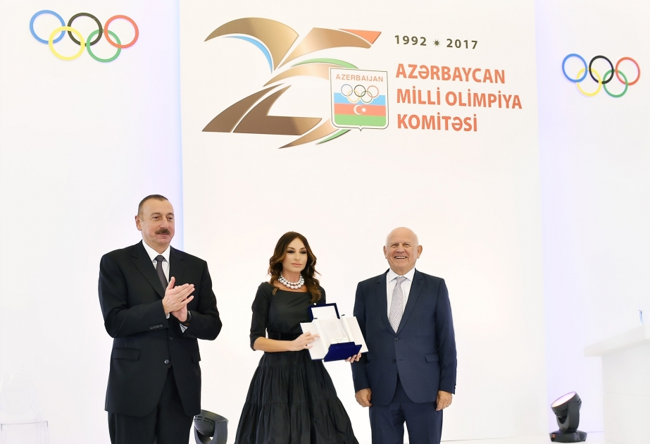 President Ilham Aliyev attended solemn ceremony on 25th jubilee of Azerbaijan National Olympic Committee VIDEO