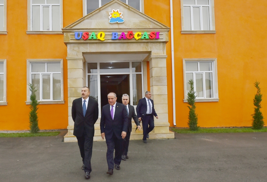 President Ilham Aliyev inaugurated newly built kindergarten in Gobustan district VIDEO