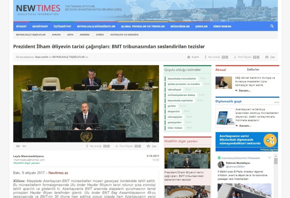 Prezident İlham Əliyevin tarixi çağırışları: BMT tribunasından səsləndirilən tezislər
