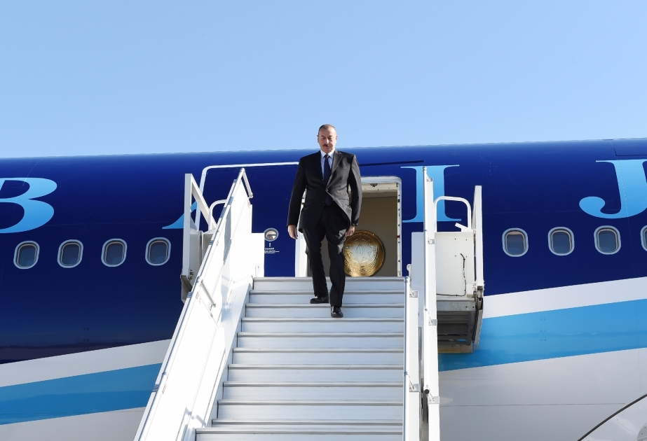 President Ilham Aliyev arrived in Sochi for visit VIDEO