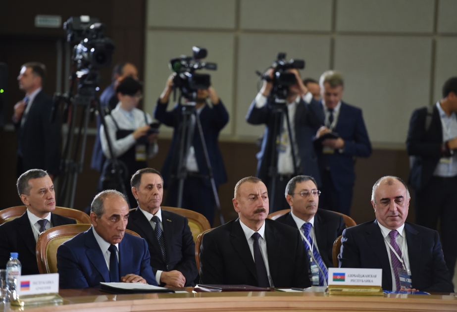 Sitzung von GUS-Staatsoberhäuptern im erweiterten Format in SotschiStaatspräsident Ilham Aliyev nimmt an Ratssitzung von GUS-Staatschefs teil VIDEO
