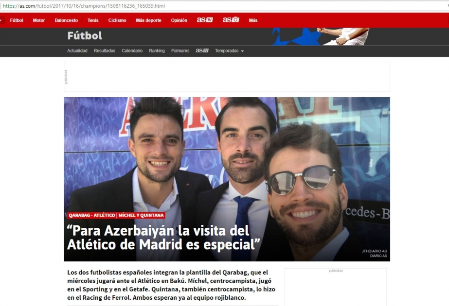 “Qarabağ” komandasının ispaniyalı futbolçuları “AS” qəzetinə müsahibə veriblər
