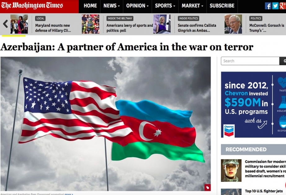 The Washington Times: «Азербайджан: партнер Америки в войне против терроризма»