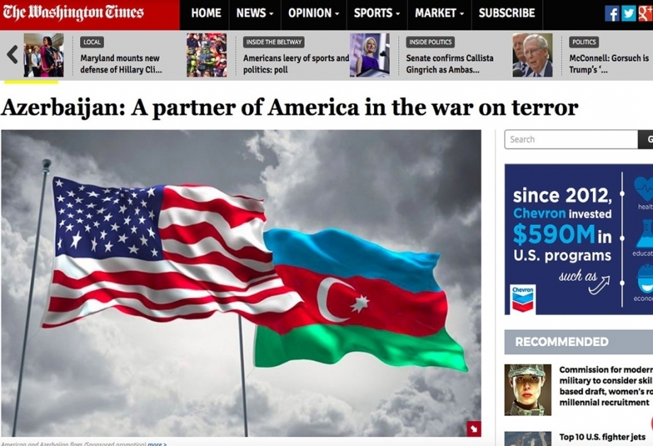 The Washington Times: Azerbaijan: A partner of America in the war on terror