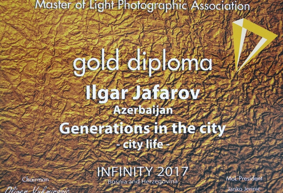 Un diplôme d’or du concours international INFINITY 2017 attribué à un photojournaliste de l’AZERTAC