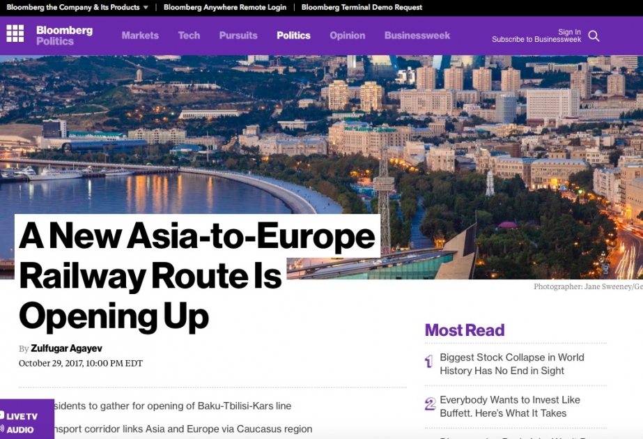 Bloomberg написал о железнодорожном сообщении Баку-Тбилиси-Карс
