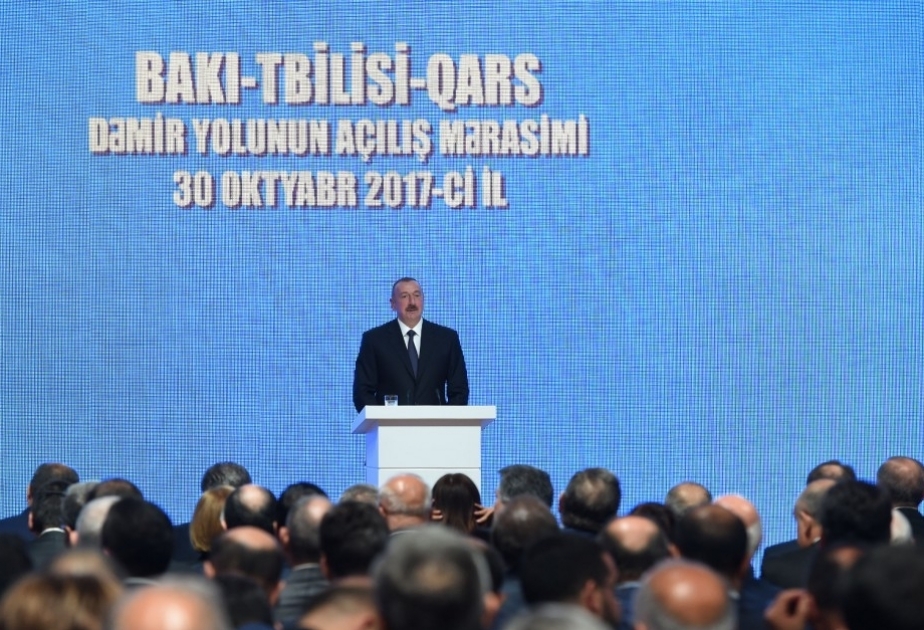Prezident İlham Əliyev: Bakı-Tbilisi-Qars dəmir yolunun tikintisi Azərbaycan-Gürcüstan-Türkiyə arasındakı dostluğun nəticəsidir
