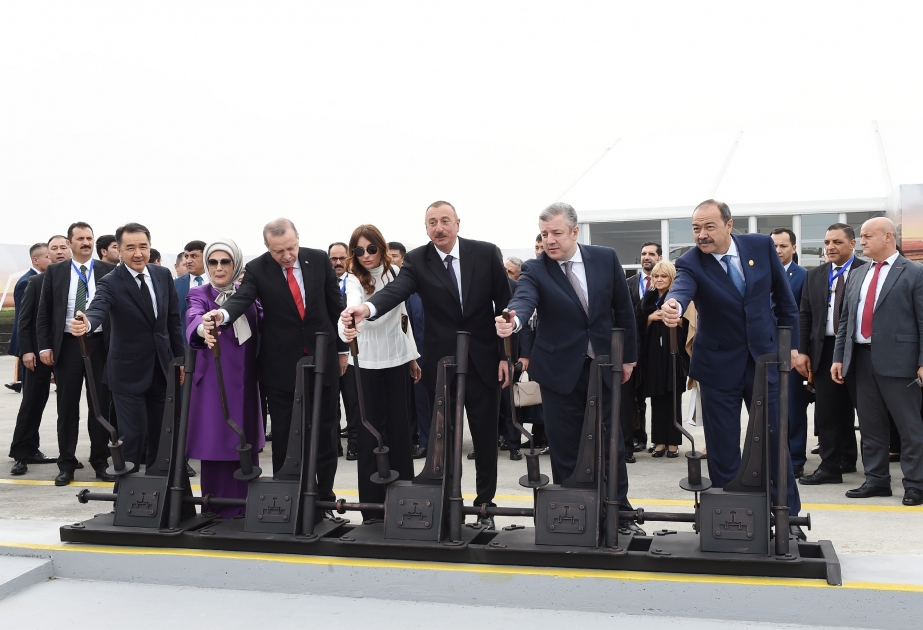 Opening ceremony of Baku-Tbilisi-Kars railway was held  President Ilham Aliyev and first lady Mehriban Aliyeva attended the ceremony VIDEO