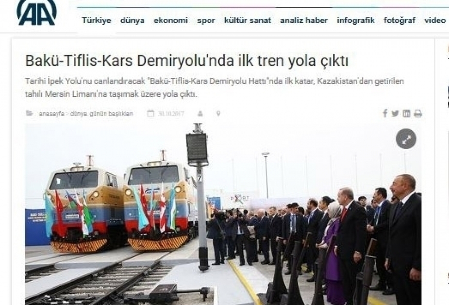 Opening of Baku-Tbilisi-Kars railway in spotlight of Turkish media