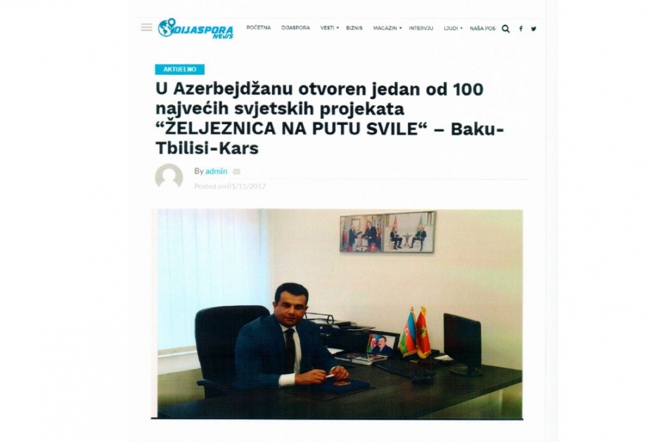 Monteneqro oxucuları Bakı-Tbilisi-Qars dəmir yolu xəttinin strateji əhəmiyyəti barədə məlumatlandırılıb
