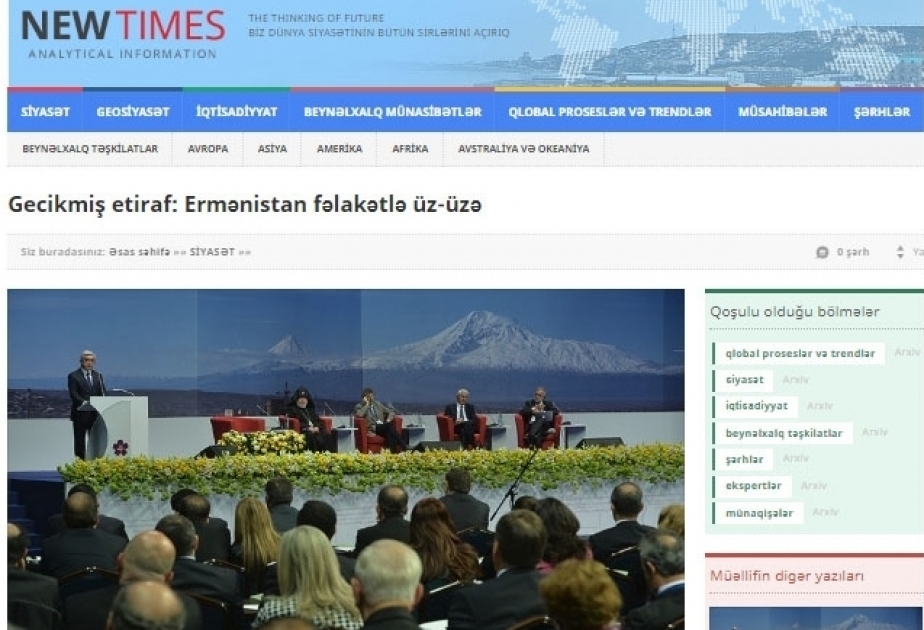 Gecikmiş etiraf: Ermənistan fəlakətlə üz-üzə