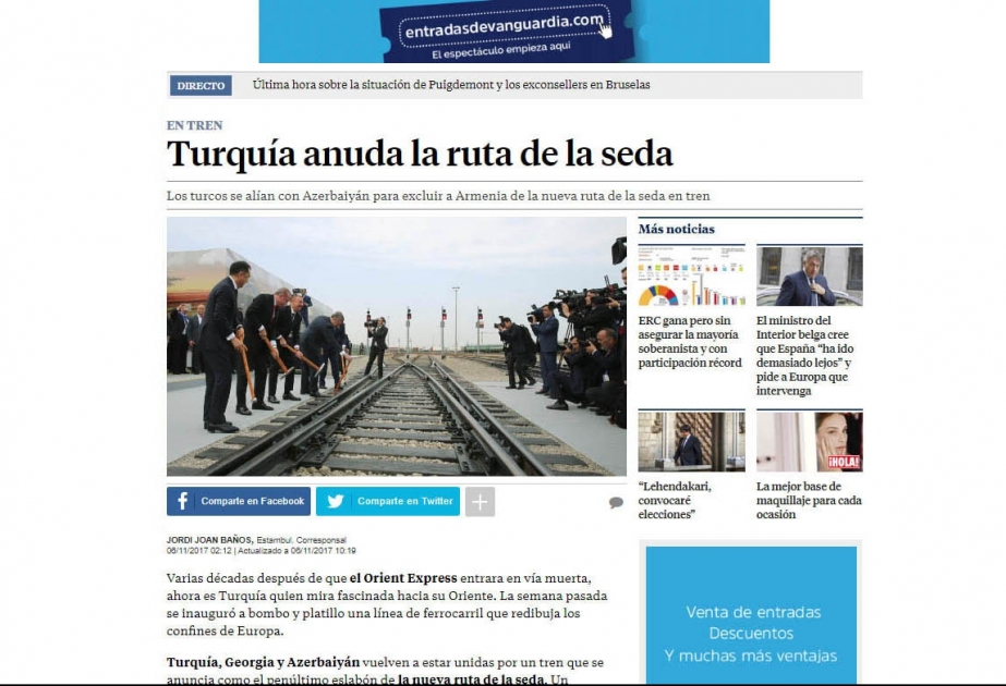 “La Vanguardia”: Ermənistan Azərbaycan ərazisi olan Dağlıq Qarabağı işğal altında saxladığına görə təcrid olunub
