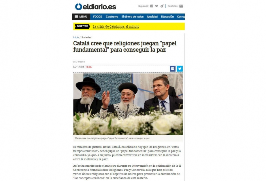 Madriddə İslam həmrəyliyi ilə bağlı keçirilmiş konfrans İspaniya mətbuatının diqqətindədir