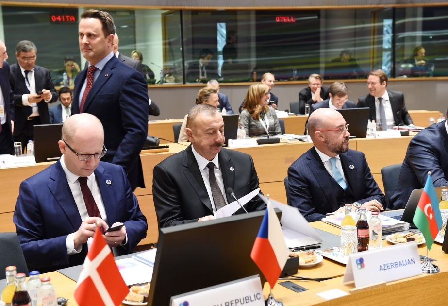 Staatspräsident Ilham Aliyev nimmt am ÖP-Gipfel der EU in Brüssel teil VIDEO