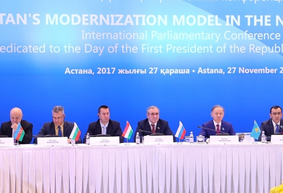 Astanada Qazaxıstanın Birinci Prezident Günü münasibətilə beynəlxalq parlament konfransı keçirilib VİDEO