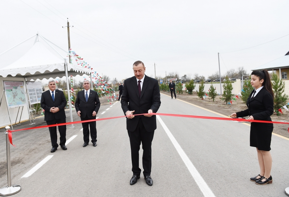 Prezident İlham Əliyev yenidən qurulan Suqovuşan-Həşimxanlı avtomobil yolunun açılışında iştirak edib VİDEO