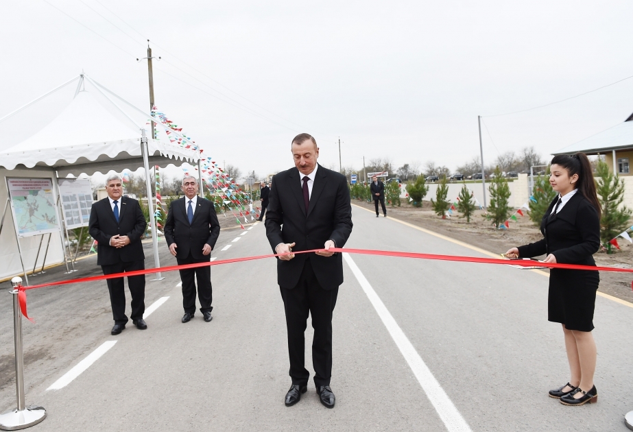 President Ilham Aliyev inaugurated newly renovated Sugovushan-Hashimkhanli highway in Sabirabad VIDEO